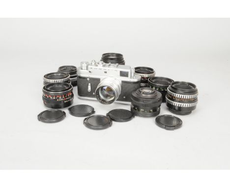 A Group of Prime Lenses, including Carl Zeiss Jena Tessar 50mm f/2.8 lenses (4), a Pancolor 50mm f/1.8 lens, a Pentacon 50mm 