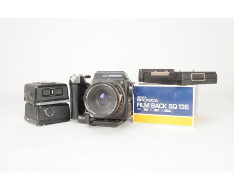 A Zenza Bronica SQ-A SLR 6 X 6cm Camera, no. 1235410, body G, single shutter speed working only, a Zenzanon-S 80mm f/2.8 lens