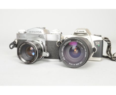 A Miranda Sensorex II SLR Camera, no. 8317153, shutter working, meter responds to light, body G-VG, an Auto Miranda 50mm f/1.