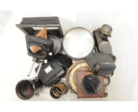 An Assortment of Lenses and Medium Format Accessories, including a Schneider-Kreuznach Symmar 150mm f/5.6 with Compur 1 shutt