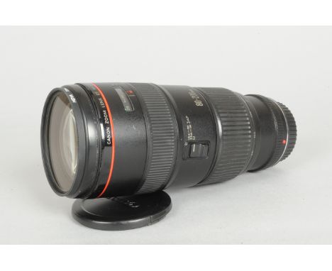 A Canon EF 80-200mm f/2.8 L Zoom Lens, serial no. 16487, two-ring type, barrel, G, elements VG, with front cap, rear cap and 