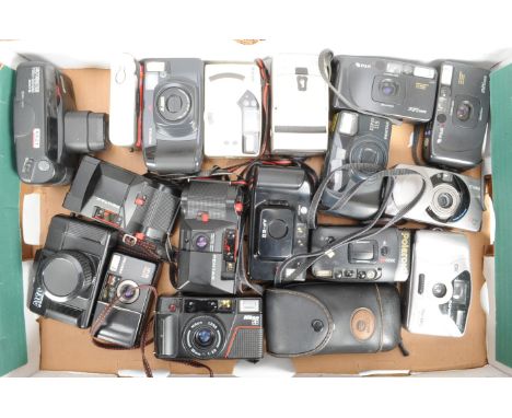 A Tray of Compact Cameras, brands include Canon, Fuji (2), Minolta, Nikon (3) , Olympus, Pentax (4), Polaroid, Ricoh, A/F 