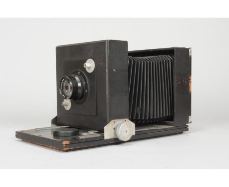 A Home Made View Camera, possibly for copying or an enlarger, front board bellows extension to 12in. approx., Dallmeyer Serra