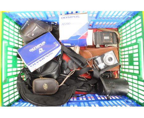 Various Cameras, a Voigtländer Bessa 6 x 9cm camera, a Kodak Retina camera with non-original lens, an Olympus X-42 digital ca