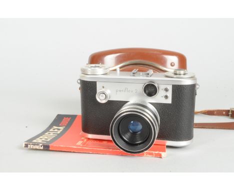 A Corfield Periflex 2 35mm Camera, no. 0812845, shutter stuck open, periscope finder not working, with a Corfield Lumax 45mm 