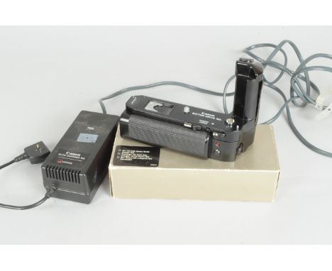 A Canon Motor Drive MA, requires 12 X AA batteries or Ni-Cd Pack, together with a Canon Ni-Cd Pack MA and a Canon Ni-Cd Charg