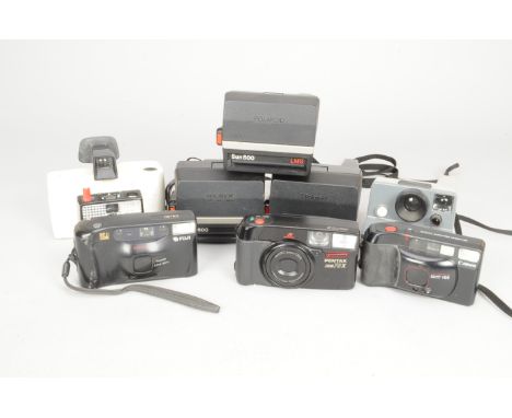 Polaroid Land Instant and Compact Cameras, comprising 600 LMS cameras (2 examples), a The Button camera, a Spirit 600, a Swin