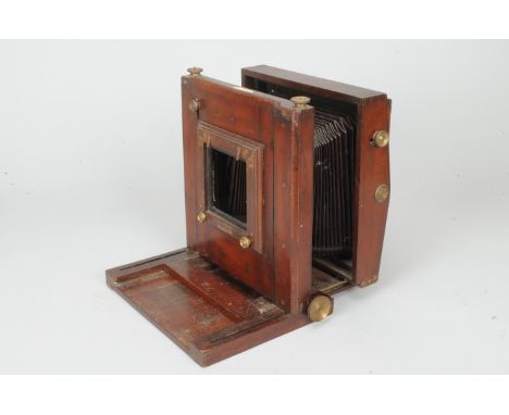 A Perken &amp; Son Mahogany Whole Plate Tailboard Camera, body only, no lens, screen or film holder 