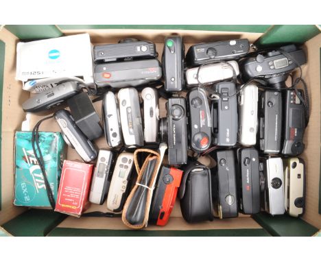 A Tray of Assorted Compact Cameras, brands include Canon, Fujifilm, Goldline, Kodak, Minolta, Miranda, Olympus, Panasonic, Pe