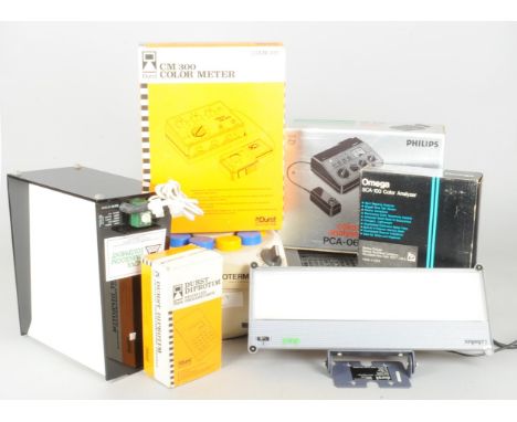 Darkroom Equipment, including a Durst CM 300 color meter, diprotim digital process timer, Phili[ps PCA-061 color analyser, Om