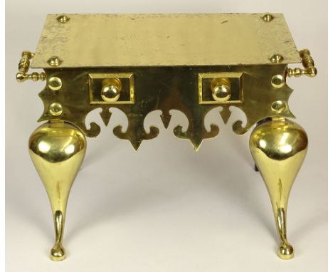 Vintage Brass Fireplace Brazier with Queen Ann Feet Unsigned. Some Edge Wear and Oxidation or in Good Condition. Measures 11-