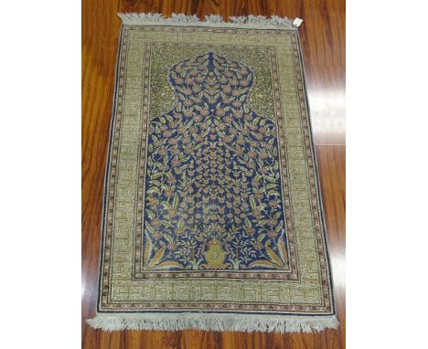 Semi-Antique Persian Prayer Rug. Unsigned. Some Fading and Light Wear or in Good Condition. Measures 46-3/4 Inches by 74-1/2 
