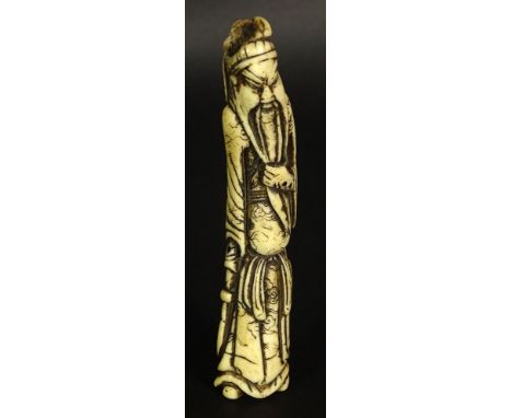 Vintage Chinese Carved Ivory Figural Netsuke Tusk. Good Condition. Measures 5 Inches. This item will only be shipped domestic