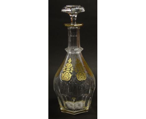 Vintage Baccarat Crystal Decanter with Gilt Decoration. Signed with Baccarat logo. Some Cloudiness In Glass and Wear to Gilt 