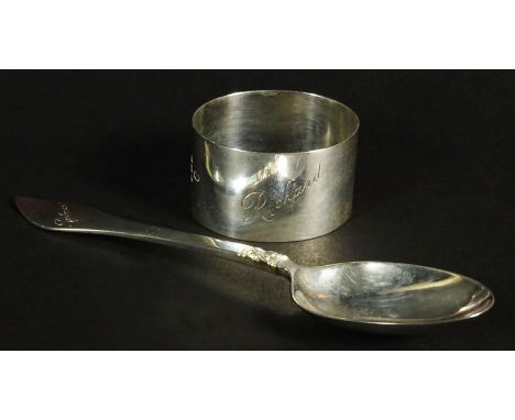 Vintage English Sterling Silver Napkin Ring & Spoon Harrods London. Both Signed Richard. Walter H Willson Ltd Hallmark a WW, 