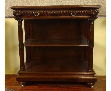 Late 19th Century French Henri II style Carved Walnut Dessert Server with Lift Top revealing Inset Marble Top. Unsigned. Good