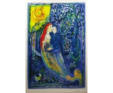 Marc Chagall, French/Russian (1887-1985) Color Lithograph "Wedding" Pencil Signed Lower Right, Numbered Lower Left 105/375. G