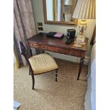 Walnut English Sheraton Style Desk Or Writing Table The Beaded Canted Top With Writing Surface