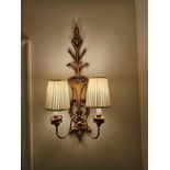 A Pair Of Baroque Style Casa Padrino Luxury Double Arm Wall Applique Lamps Gold / Ivory 40 x 25 x H.