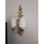 A Pair Of Baroque Style Casa Padrino Luxury Double Arm Wall Applique Lamps Gold / Ivory 40 x 25 x H.