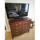 An Italian Francesco Molon Georgian Style Mahogany Twin Door Cabinet With Simulated Drawer Fronts.
