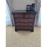 A George III Style Batchelors Chest Of Drawers In Burl Walnut Two Sort Drawers Over Three Drawers On