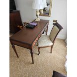 Walnut English Sheraton Style Desk Or Writing Table The Beaded Canted Top With Writing Surface
