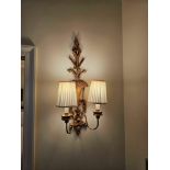 A Pair Of Baroque Style Casa Padrino Luxury Double Arm Wall Applique Lamps Gold / Ivory 40 x 25 x H.