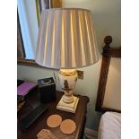 A Hand Painted Cream Wood Chinoiserie Style Table Lamp Complete With Shade 70cm Tall ( Loc RM. 409)