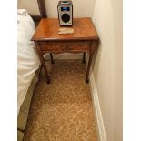A Pair Of Georgian Style Walnut Nightstands The Burl Moulded Top Above A Shaped Apron Featuring A