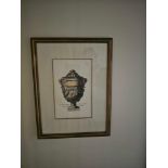 Framed And Glazed Print Engravings Of Blue Urn After Piranesi ( Loc RM. 408)