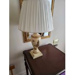 A Hand Painted Cream Wood Chinoiserie Style Table Lamps Complete With Shade 70cm Tall ( Loc RM.