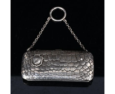 A Victorian silver 'Crocodile Skin' effect Purse, by G.E. Walton & Co, hallmarks Birmingham 1909, 11.5cm x 5.5cmNo damage or 