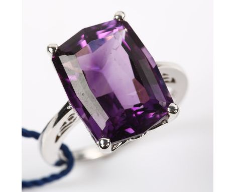 ASTLEY CLARKE - a modern 14ct white gold fantasy-cut amethyst dress ring, amethyst length 15.9mm, size M, 6.4gNo damage or re