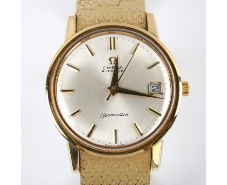 OMEGA - a Vintage 9ct gold Seamaster automatic bracelet watch, ref. 165/6-5003, circa 1967, silvered dial with gilt baton hou