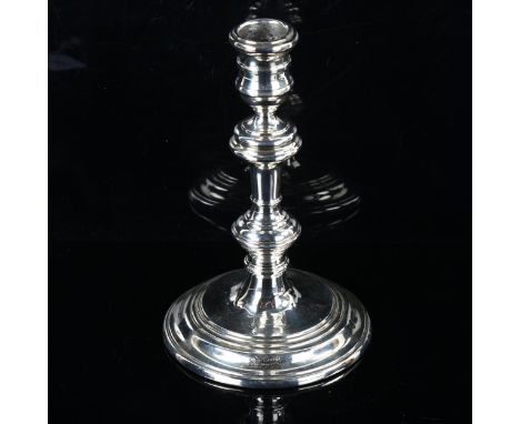 An Elizabeth II silver table candlestick, in Georgian style, hallmarks London 1970, height 16.5cm, loaded baseBase has a few 
