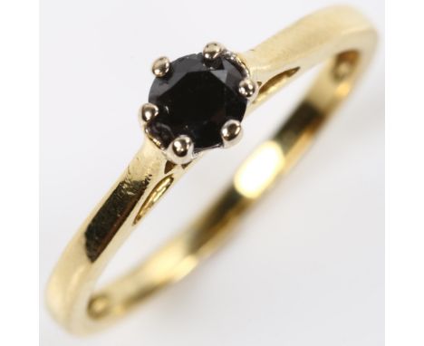 An 18ct gold 0.25ct solitaire black diamond ring, size Q, 3.1gNo damage, settings nicely polished with 1 well concealed join 