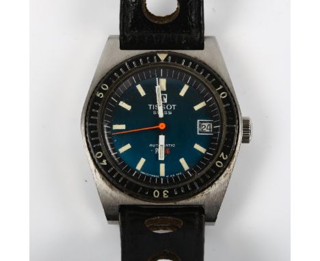 TISSOT - a Vintage stainless steel PR-516 Diver's automatic wristwatch, blue dial with luminous baton hour markers, sweep cen