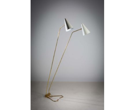 A BRASS TWIN ARM LAMP, ITALIAN, 1960s