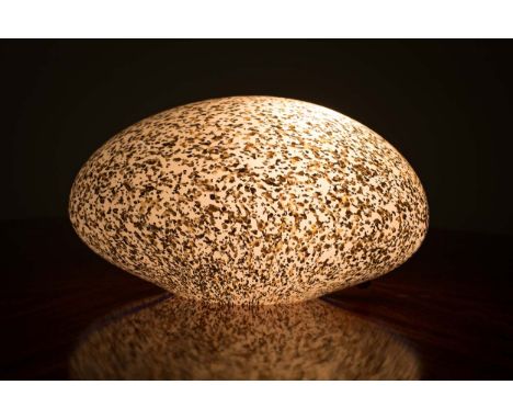 A MURANO STYLE GLASS TABLE LAMP, ITALIAN, of ovoid form, 40cm (w) x 20cm (h)