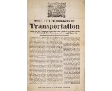 Execution broadside.- Australia.- More of the Horrors of Transportation: Giving the full Particulars of the dreadful conditio