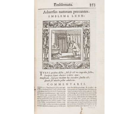 Emblemata.- Alciati (Andrea) Emblemata cum commentariis & notis, additional engraved title, printed title with woodcut device