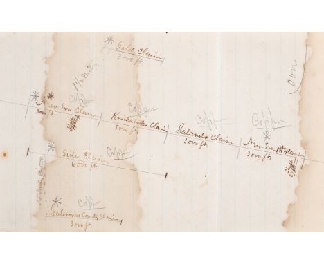 California gold mining.- Palmer (N.S.) Autograph Letter signed to his brother, 8pp., including a full-page sketch map of mini