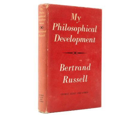 Russell (Bertrand) My Philosophical Development, first edition, signed by the author on title, cut newspaper clipping laid do