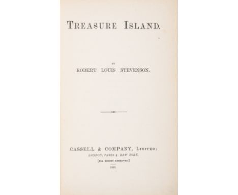 Stevenson (Robert Louis) Treasure Island, first edition, first issue, half-title, map frontispiece, 4pp. advertisements at en