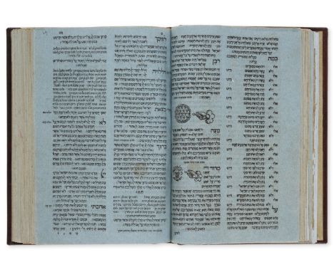 Machzor KeMinhag Roma [festival prayers for the entire year], 2 parts in 1, 210ff., printed on blue paper, double column, tit