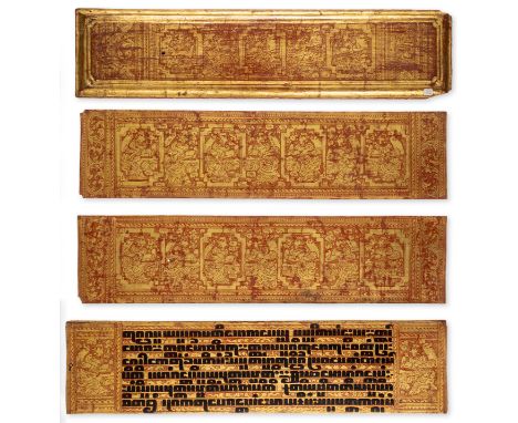 Burma.- Kammavacha, manuscript in Pali, on gold-lacquered stiffened cloth (from discarded monastic robes), 16 leaves, Burmese