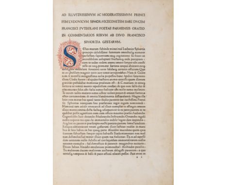 Simonetta (Giovanni) Commentarii rerum gestarum Francisci Sfortiae, first edition, [edited by Franciscus Puteolanus], collati