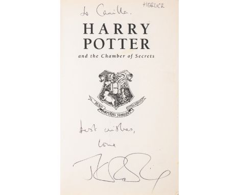 Rowling (J.K.) Harry Potter and the Chamber of Secrets, eleventh printing paperback edition, signed presentation inscription 