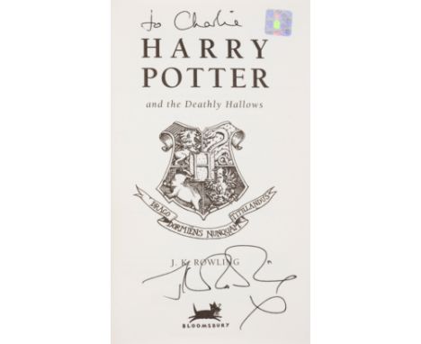 Rowling (J.K.) Harry Potter and the Deathly Hallows, first edition, signed by the author "To Charlie" on title with hologram,